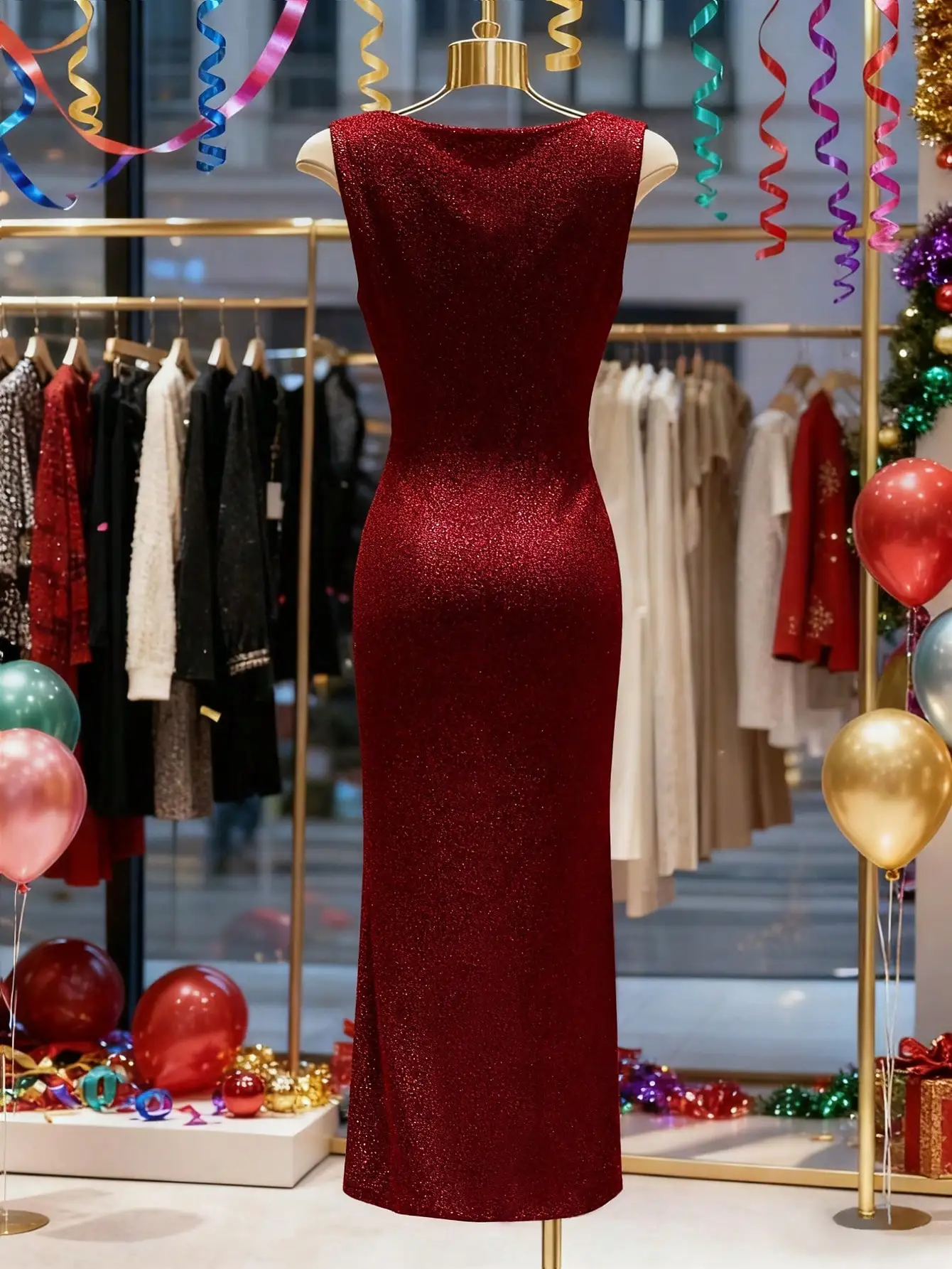 Fashionable New Summer Elegant Sleeveless Sparkling Bodycon Evening Gown thumbnail 2