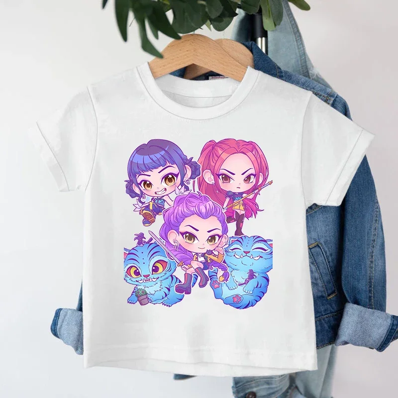 New KPop "Demon Hun ter" Saja Boys' Cartoon Boys' Round-neck Printed Fashionable Casual Children's Girl T-Shirt thumbnail 4