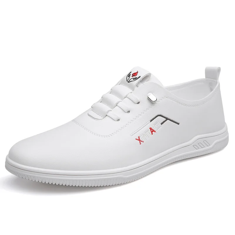 Casual Men's Leather Shoes Soft Bottom Flat Heel Trendy British Style Slip-On Spring Summer Breathable round Toe Korean Style thumbnail 5
