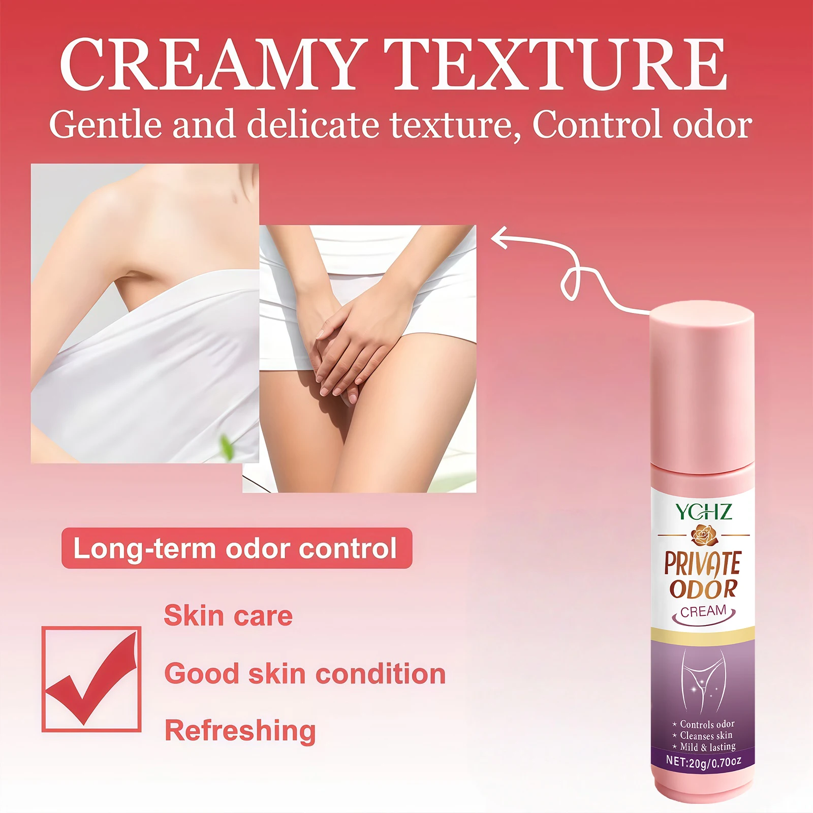 Women's Intimate Cream, Women's Underwear Deodorant Fresh Fragrance, Personal Underwear Hygiene Care Product-20G thumbnail 2