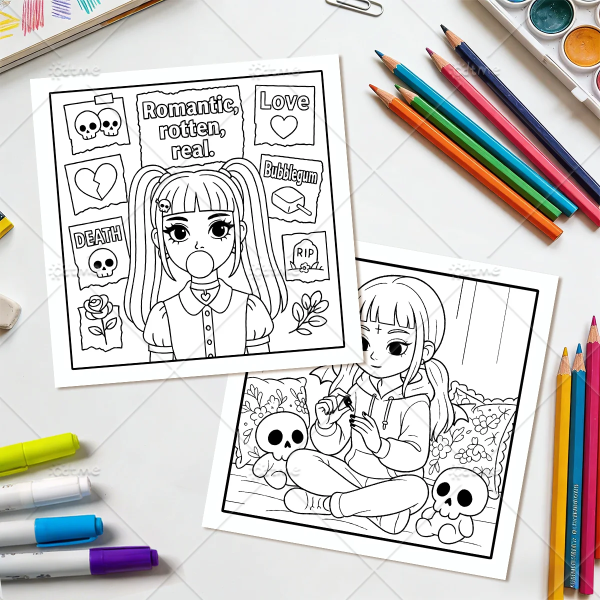 PASTEL GOTH CUTE AND CREEPY Coloring Book for Adults Cute Cozy Daily Activities Irregular Patterns for Relaxation thumbnail 5