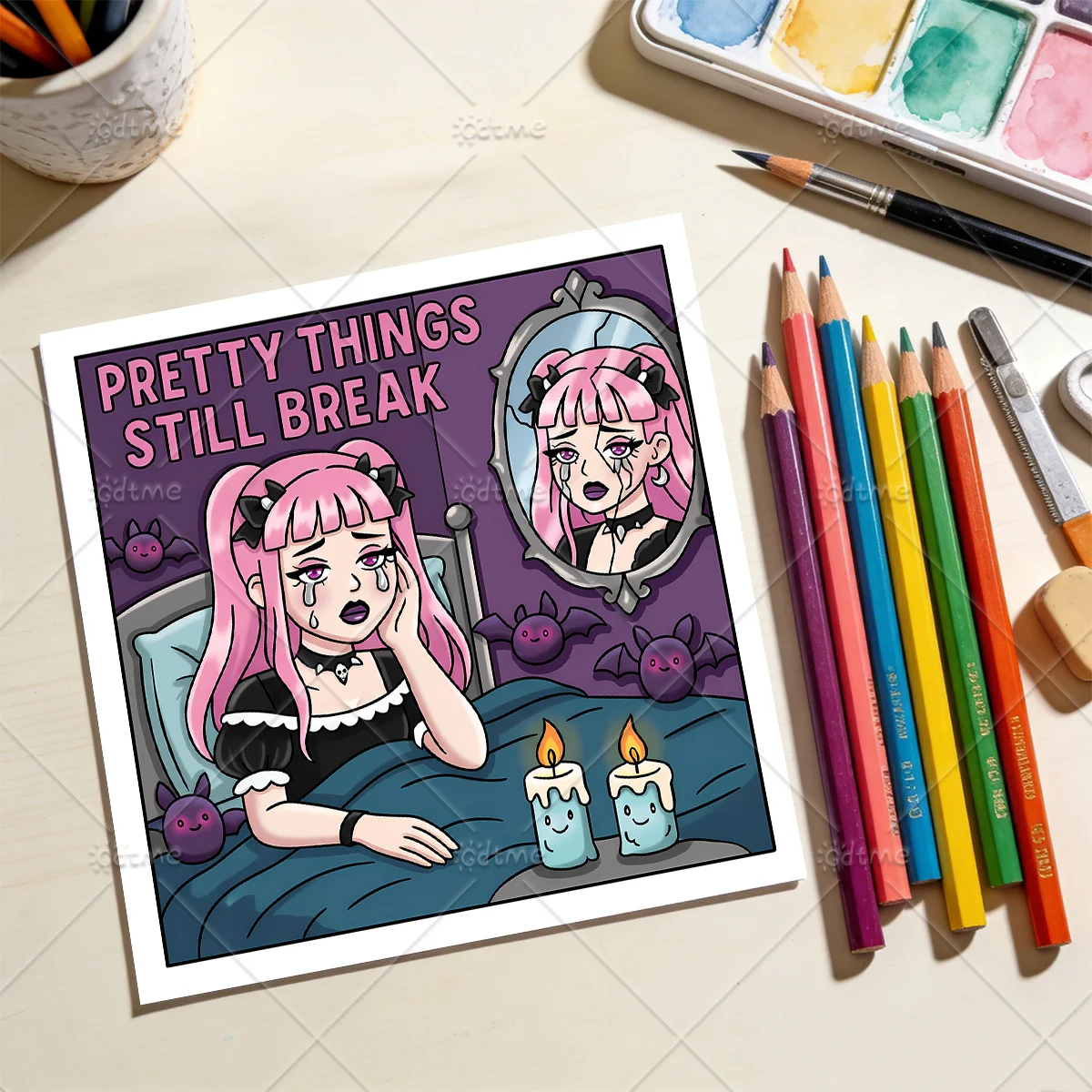 PASTEL GOTH CUTE AND CREEPY Coloring Book for Adults Cute Cozy Daily Activities Irregular Patterns for Relaxation thumbnail 6