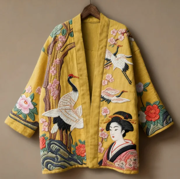 Men Japanese Traditional Haori Women Top Chinese Style Flower Print Kimono Shirt Fashion Beach Clothing Harajuku Cardigan Yukata thumbnail 5