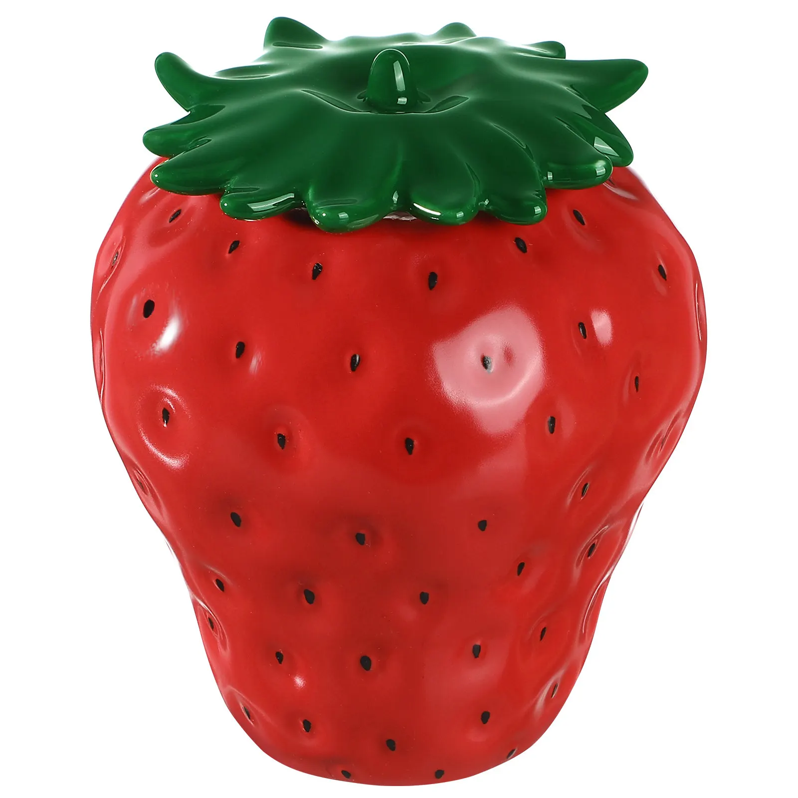 Strawberry Style Ceramic Tea Jar Smooth Round Design Airtight Food Storage Jar for Loose Tea Coffee Cereal Rice Nuts Kitchen Use thumbnail 3