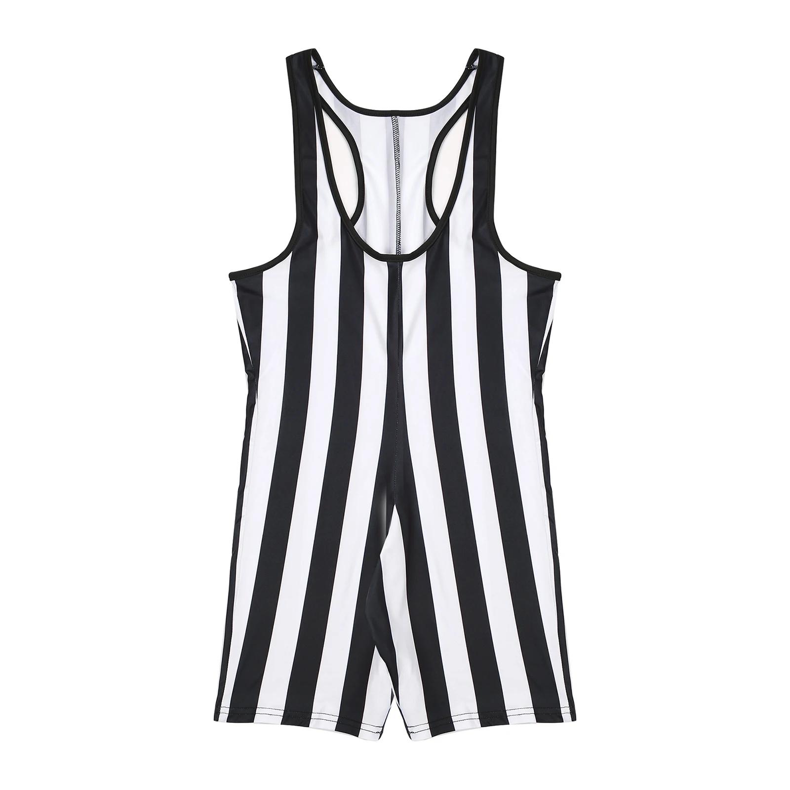 Mens Striped Wrestling Singlet Swimsuit One Piece Athletic Swimwear Slim Fit Boxer Shorts Rompers Bodybuilding Gym Bodysuit thumbnail 5