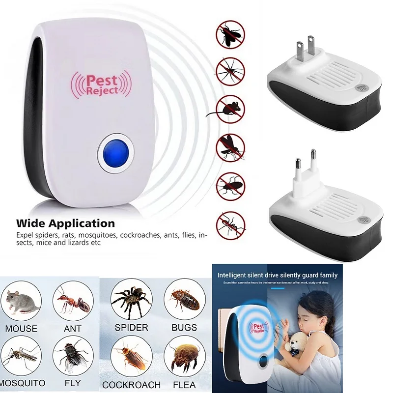 1-8pcs Plug Electric Ultrasonic Anti Mosquito Rodent Control Indoor Insect Killer Zapper Repellent Plug US European Standard