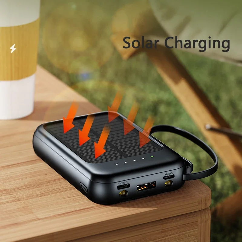 Lenovo 500000mAh Solar Power Bank High Capacity Super Fast Charging Built in 4 Cables Powerbank Outdoor Spare Battery For Phones thumbnail 2