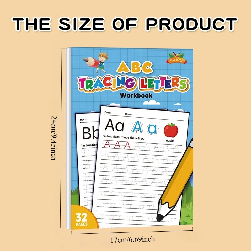 32-Page Children's Handwriting Practice Book, English Alphabet Letters, Tracing and Writing Pen Control Training Book, Children's Early Education Workbook, Learning to Write, Suitable for Home and School Writing Aids thumbnail 2