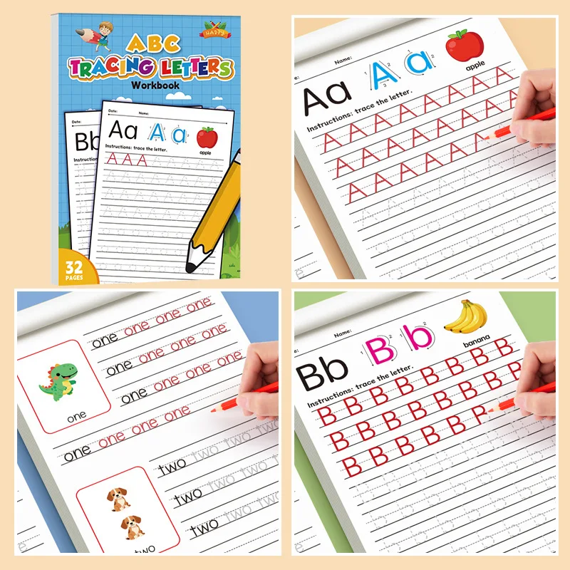 32-Page Children's Handwriting Practice Book, English Alphabet Letters, Tracing and Writing Pen Control Training Book, Children's Early Education Workbook, Learning to Write, Suitable for Home and School Writing Aids thumbnail 3