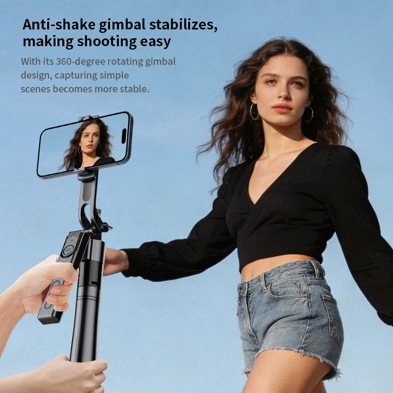 Tripod for Mobile Phone 360°Auto-Rotation Shooting Tripod Selfie Stick Phone Stand AI Face Following, with Remote Control thumbnail 2