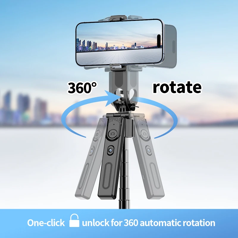 Tripod for Mobile Phone 360°Auto-Rotation Shooting Tripod Selfie Stick Phone Stand AI Face Following, with Remote Control thumbnail 3