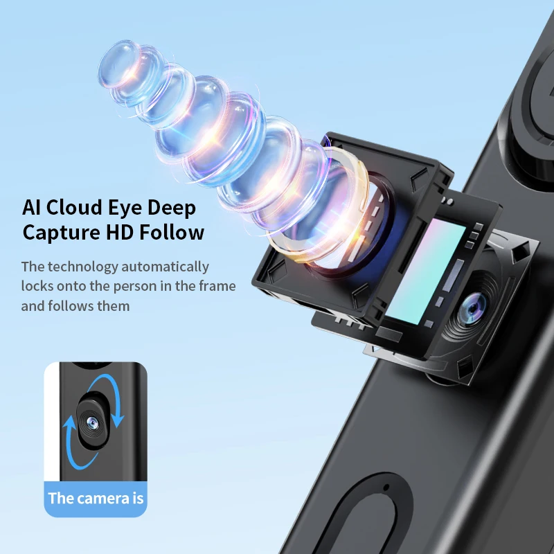 Tripod for Mobile Phone 360°Auto-Rotation Shooting Tripod Selfie Stick Phone Stand AI Face Following, with Remote Control thumbnail 4