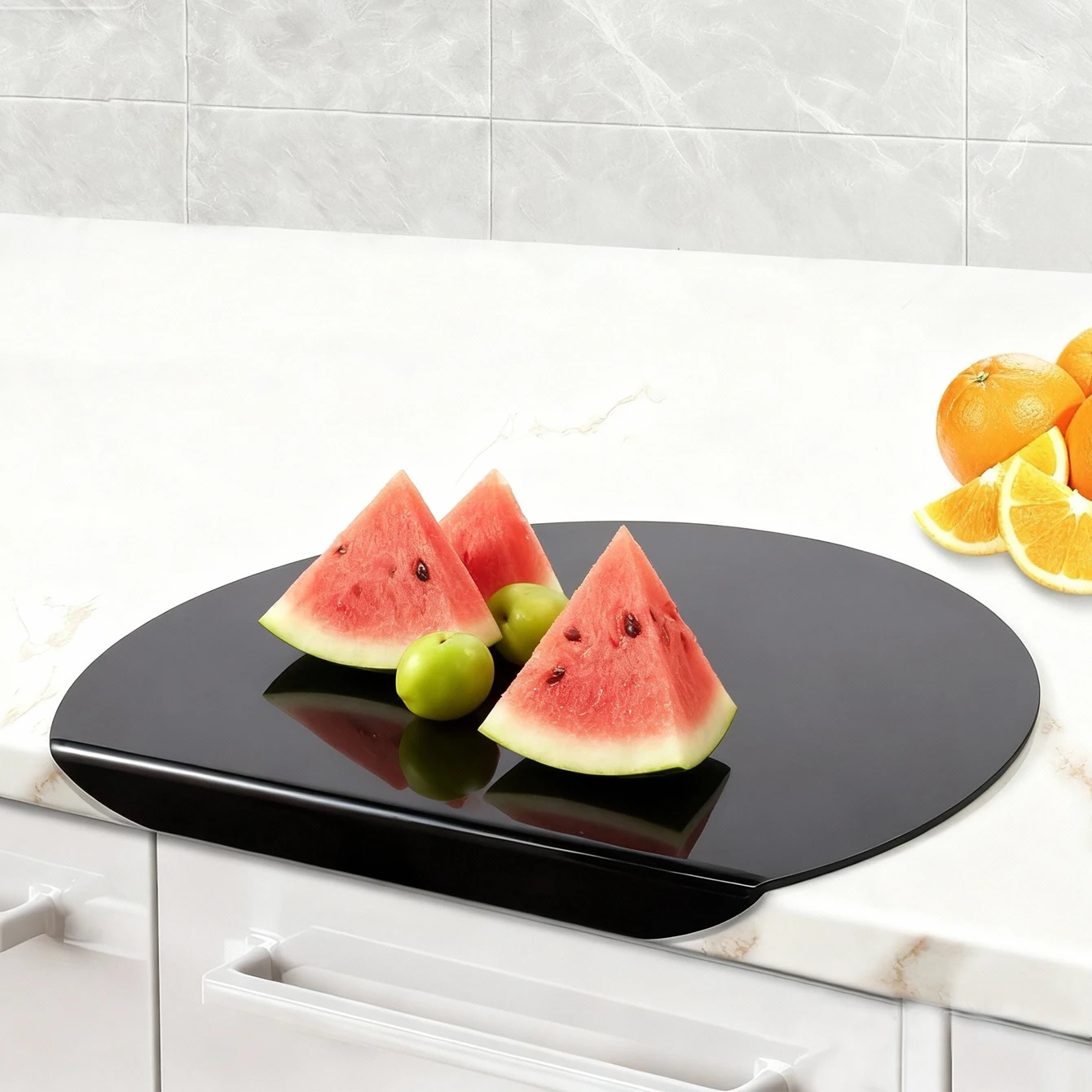 Transparent black cutting board, circular cutting board, dining mat, hygienic and lightweight, with countertop lip - non slip, e thumbnail 5