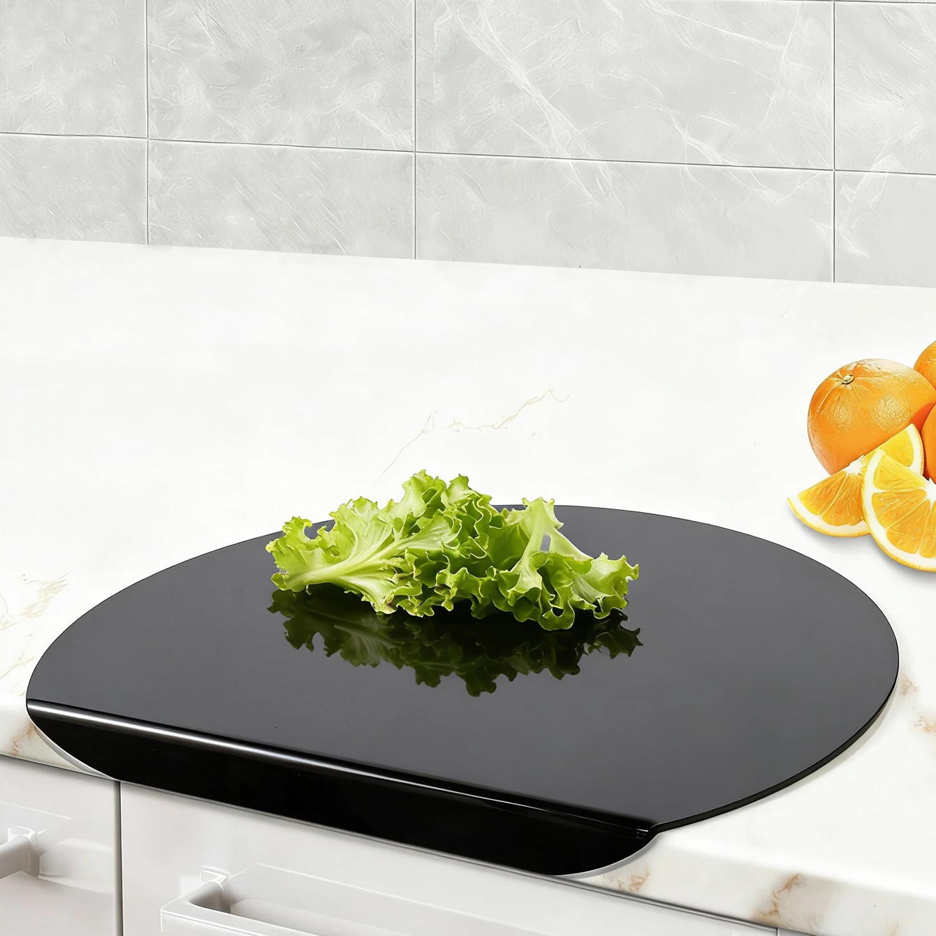 Transparent black cutting board, circular cutting board, dining mat, hygienic and lightweight, with countertop lip - non slip, e thumbnail 3