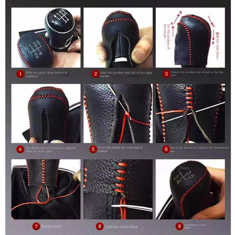 Leather Car Gear Head Shift Knob Cover Fit for Geely Emgrand GS GL Azkarra Atlas Gear Shift Collars Accessories thumbnail 5