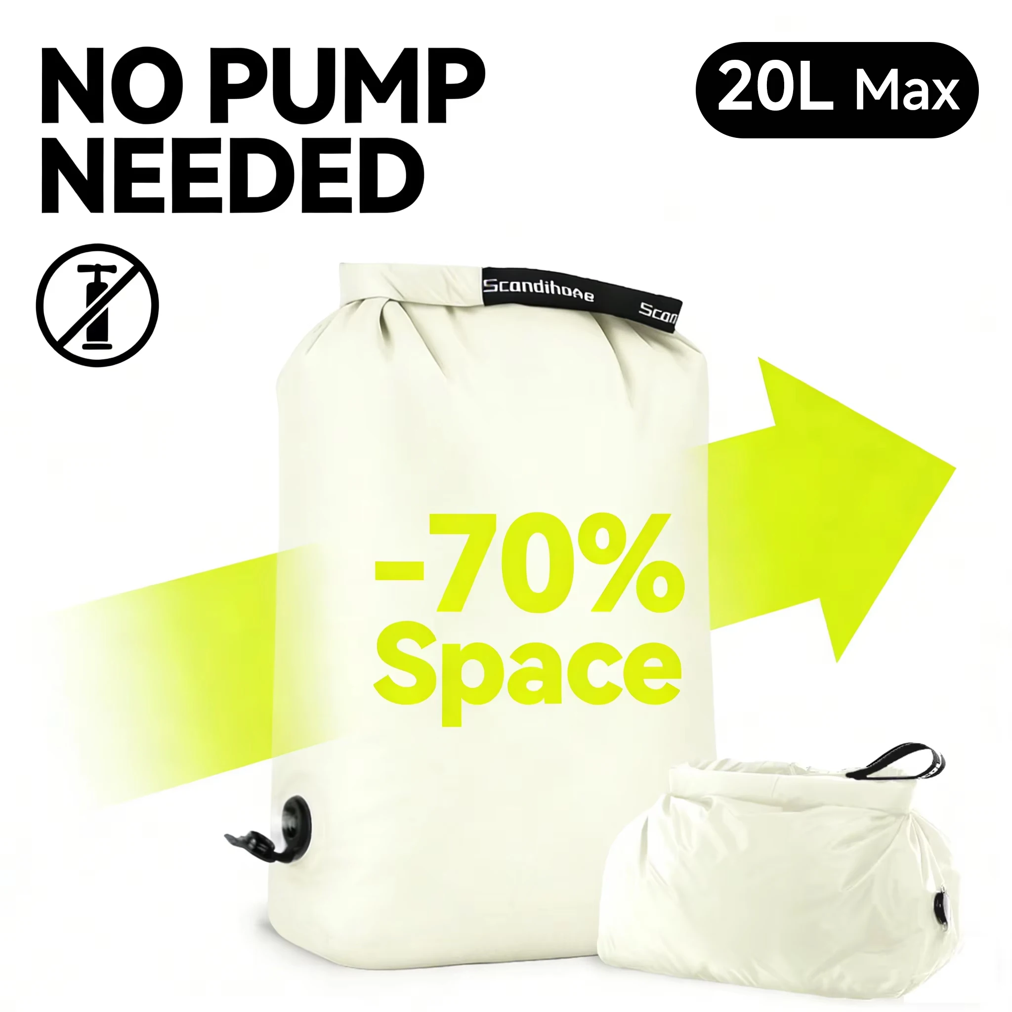 Travel Storage Bag Compression Sack Waterproof No Pump Vacuum Bag Clothes Organizer Space Saving Pouch for Backpacking Gym