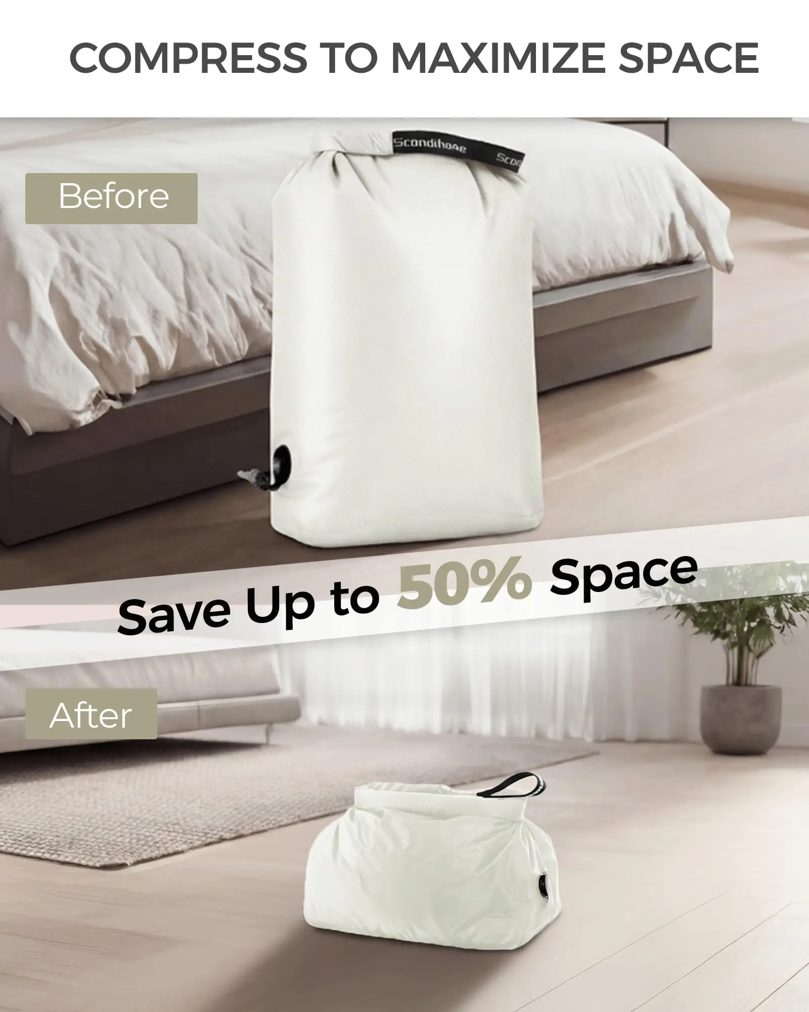 Travel Storage Bag Compression Sack Waterproof No Pump Vacuum Bag Clothes Organizer Space Saving Pouch for Backpacking Gym thumbnail 3