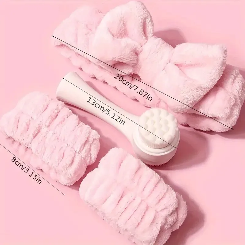4Pcs Complete Facial Cleansing Kit Cleaner Brush Headband Wristband Hydrotherapy Exfoliating Tool for Blackhead Removal Skinca thumbnail 6