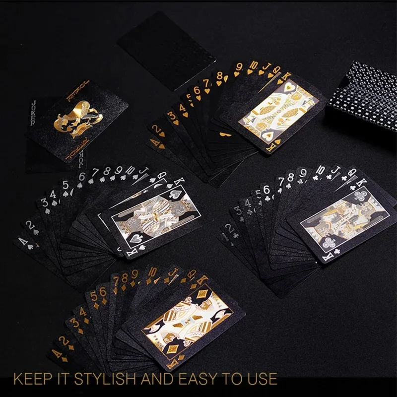 Black Gold Waterproof Magic Poker Card Set, Skeleton Poker Card Game Deck, Magic Prop Box Set, Board Game Gift Set thumbnail 2