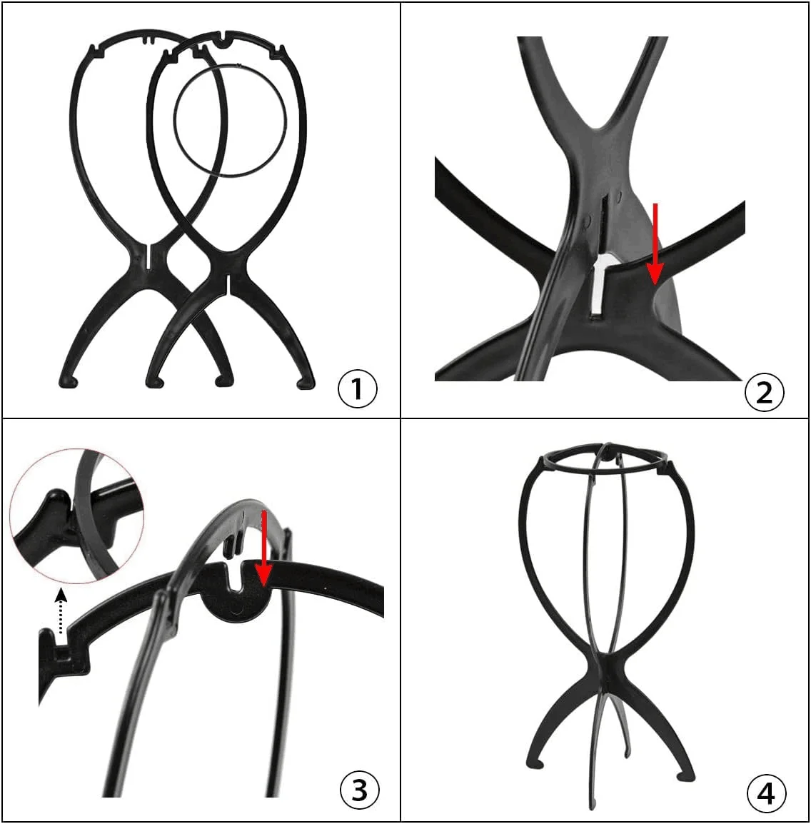 1Pc Foldable Wig Stand Plasatic Portable Tripod Wig Holder Hat Display Stand for Wig Styling, Drying & Display