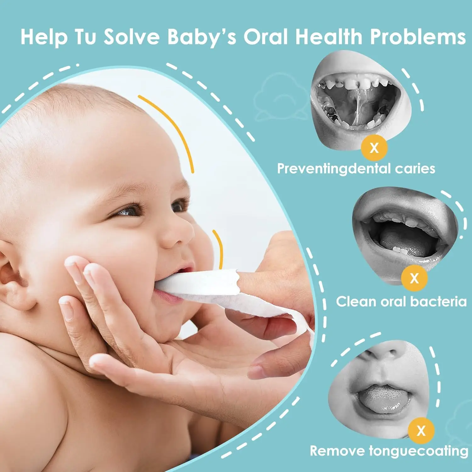 Baby Oral Care Finger Brush, Gauze Material Gentle on Tongue, Removes Milk Stains, Must-Have for Newborn Care Kit thumbnail 6