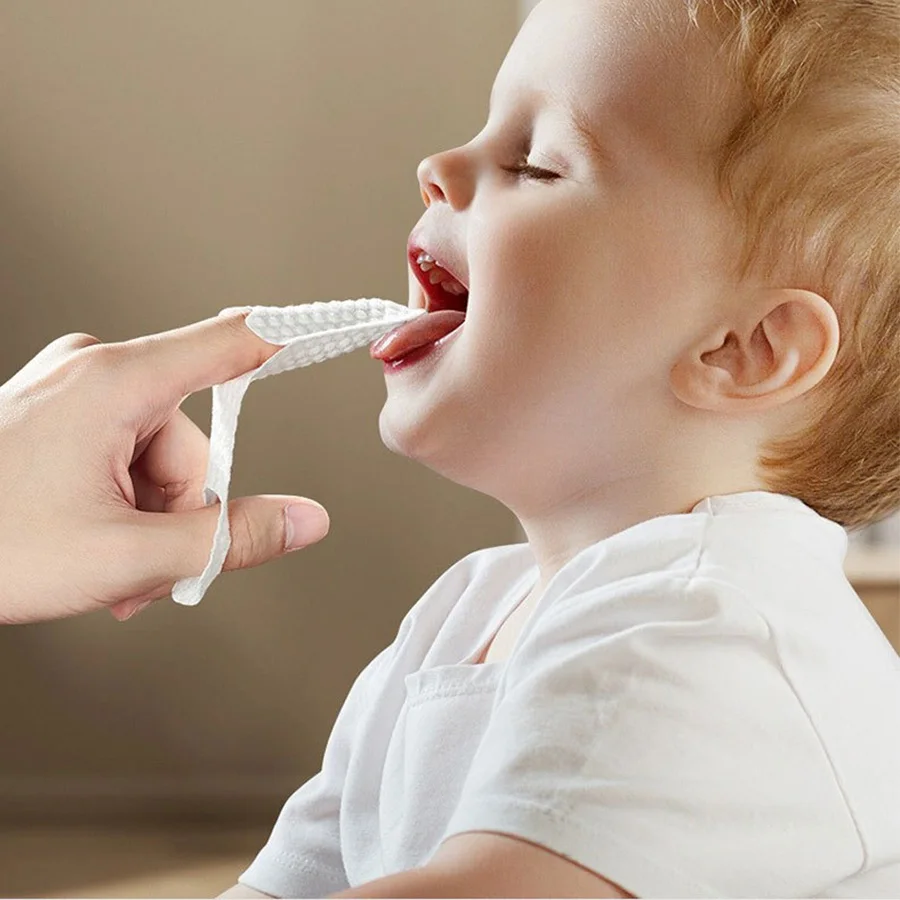 Baby Oral Care Finger Brush, Gauze Material Gentle on Tongue, Removes Milk Stains, Must-Have for Newborn Care Kit thumbnail 2