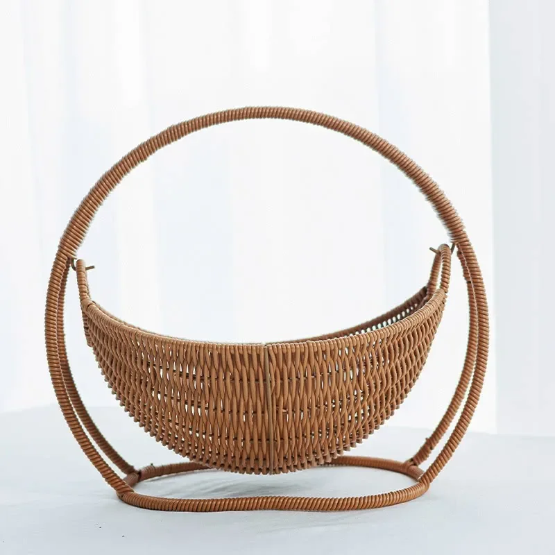 Faux-Woven Cat Bed Nest Cat Basket Cats Swing Hammock Waterproof Indoor Pet House Semi-Enclosed Cave Bed Pet Accessories Toys thumbnail 4