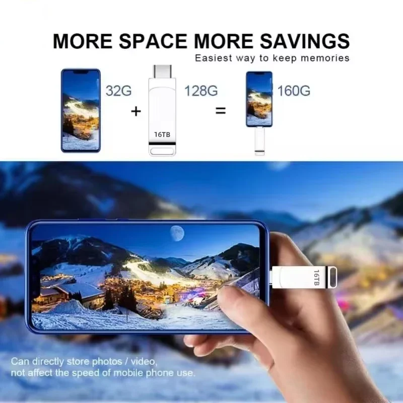 High Speed 16TB Flash Drive USB 3.2 Metal U Disk Type-C Memory Stick Waterproof Storage PC Phone Data Transfer 2026 New thumbnail 5