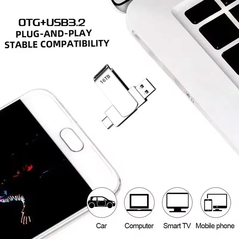 High Speed 16TB Flash Drive USB 3.2 Metal U Disk Type-C Memory Stick Waterproof Storage PC Phone Data Transfer 2026 New thumbnail 4