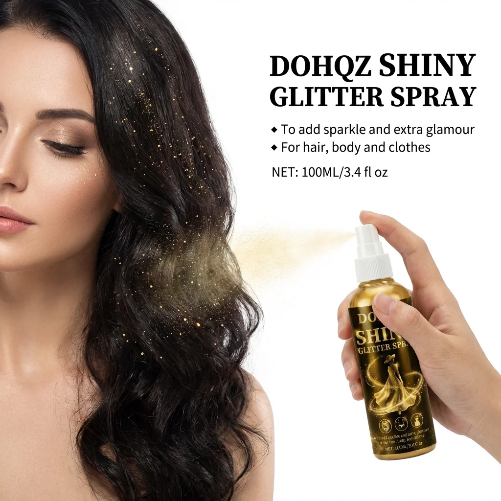 Long Lasting Body Shimmer Spray Quick Dry Gold Glow Liquid Highlighter Holographic Glitter Face Hair Skin Party Prom Stage 100ML thumbnail 2