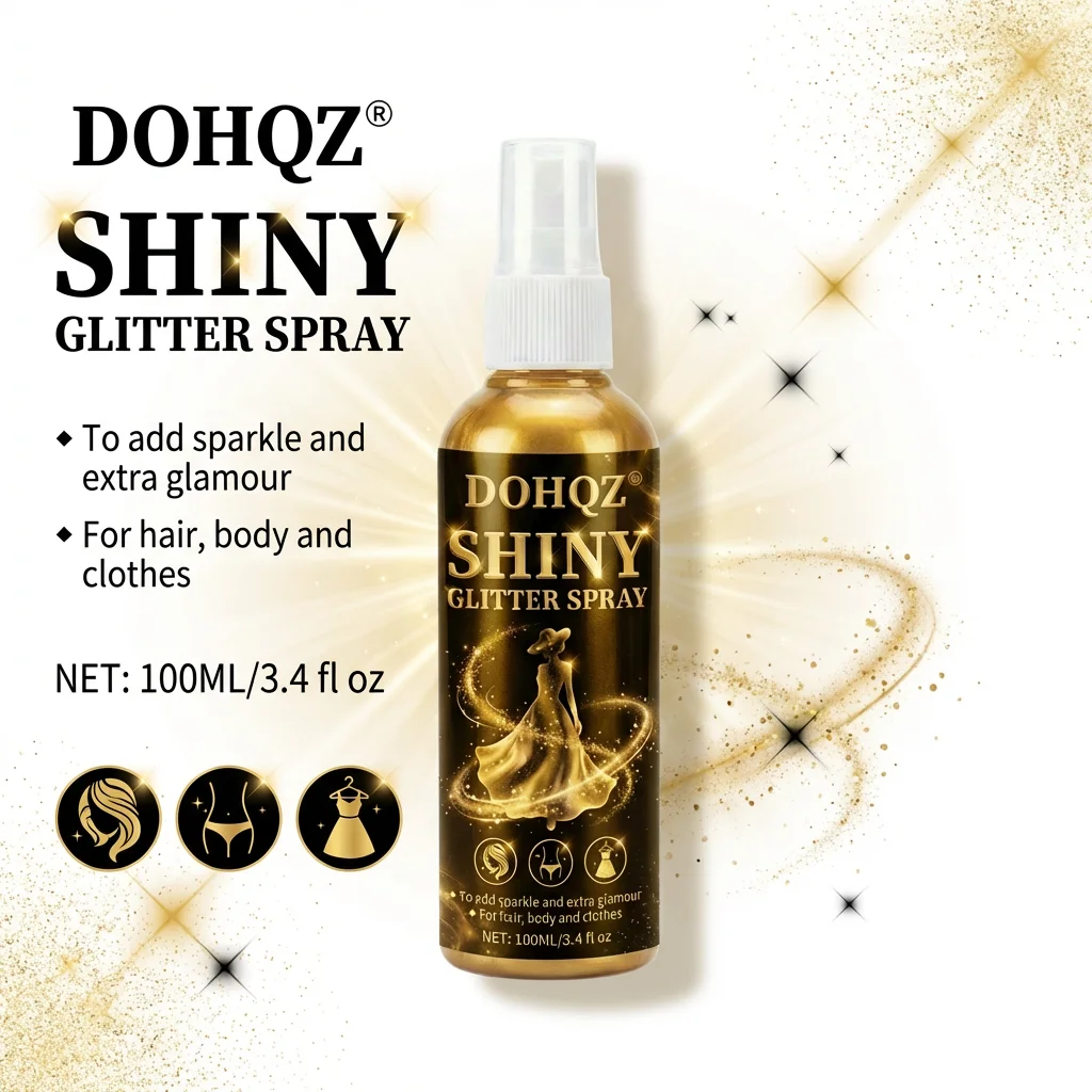Long Lasting Body Shimmer Spray Quick Dry Gold Glow Liquid Highlighter Holographic Glitter Face Hair Skin Party Prom Stage 100ML thumbnail 3