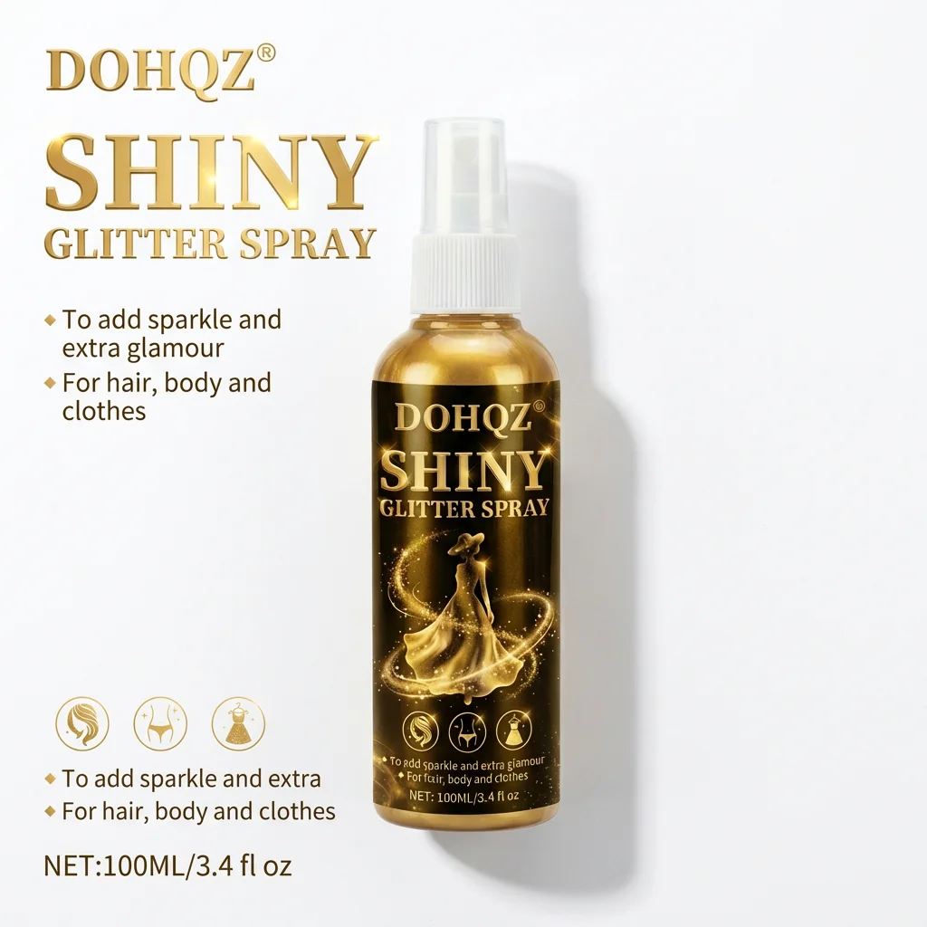 Long Lasting Body Shimmer Spray Quick Dry Gold Glow Liquid Highlighter Holographic Glitter Face Hair Skin Party Prom Stage 100ML thumbnail 4