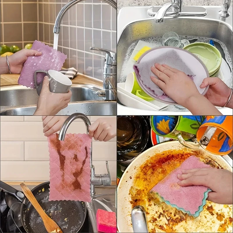 10pcs Microfiber Dish Cloths Multi Purpose Dishwashing Towels For Tableware Double Sided Cleaning Rags Kitchen Accessories thumbnail 4