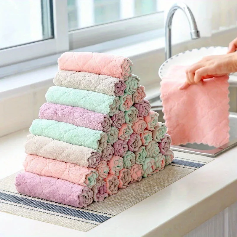 10pcs Microfiber Dish Cloths Multi Purpose Dishwashing Towels For Tableware Double Sided Cleaning Rags Kitchen Accessories thumbnail 3