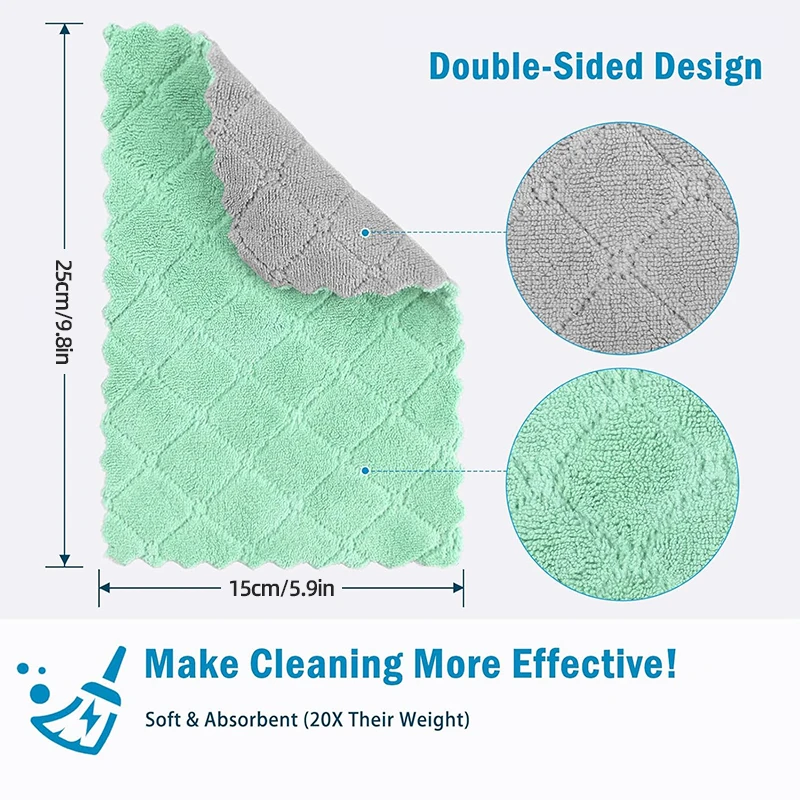 10pcs Microfiber Dish Cloths Multi Purpose Dishwashing Towels For Tableware Double Sided Cleaning Rags Kitchen Accessories thumbnail 2