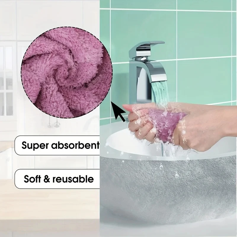 10pcs Microfiber Dish Cloths Multi Purpose Dishwashing Towels For Tableware Double Sided Cleaning Rags Kitchen Accessories thumbnail 6