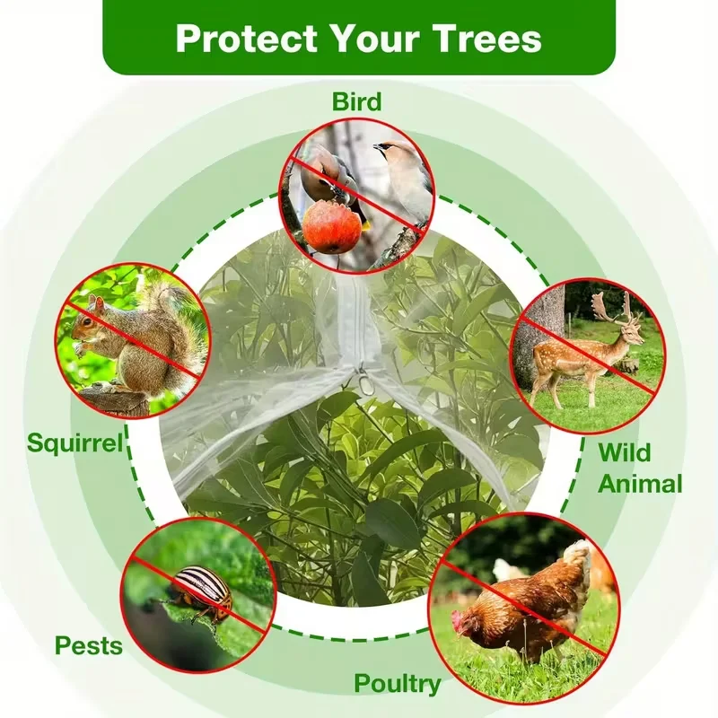 Drawstring & Zipper Fruit Tree Protection Netting Bird & Insect Proof Garden Cover for Plants, Flowers & Vegetables thumbnail 3