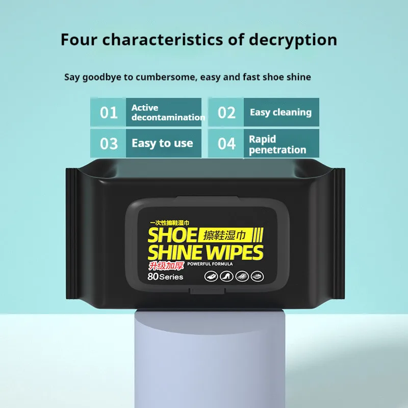 Disposable Shoe Clean Wipes White Sneakers Shoe Cleaning Care stain removal Quick Wet Wipes for Shoe Care 12/30/80Pcs thumbnail 4