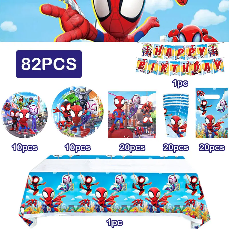 Spidey and Friends Birthday Decoration Party Favors Tableware Set Cup Plate Balloons Banner Gift Bag Cake Topper Supplies Kids thumbnail 4