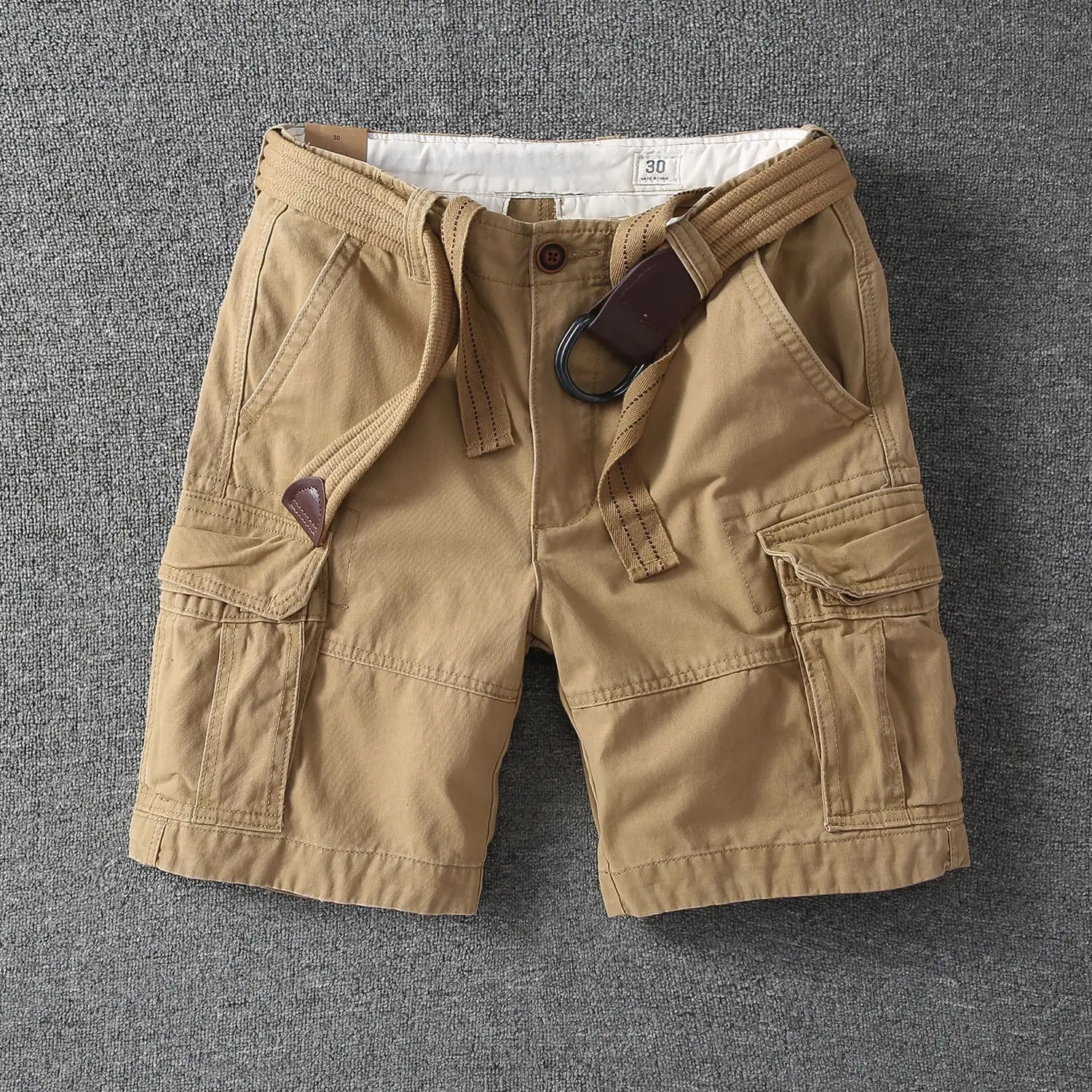 Asian Size Men's White Camouflage Workwear Shorts Summer Casual Tactical Outdoor Multi Pocket Cargo Shorts thumbnail 4