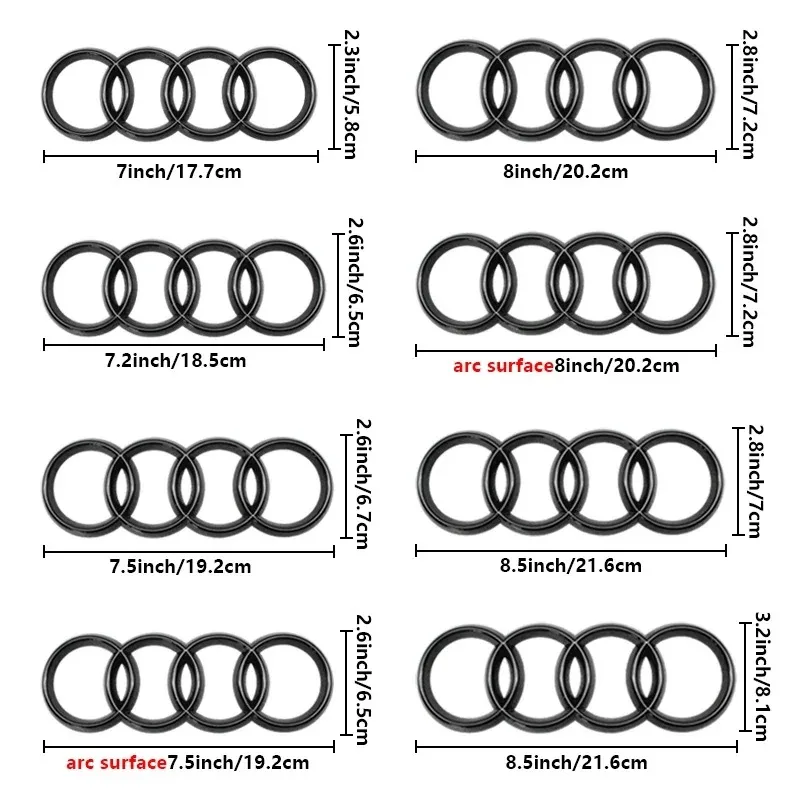 4 Rings Logo ABS Chrome Black Car Front Hood Emblem Bonnet Badge Rear Trunk Badge For Audi A3 A4 A5 A6 A7 A1 Q2 Q3 Q5 Q7 Q8 TT thumbnail 2
