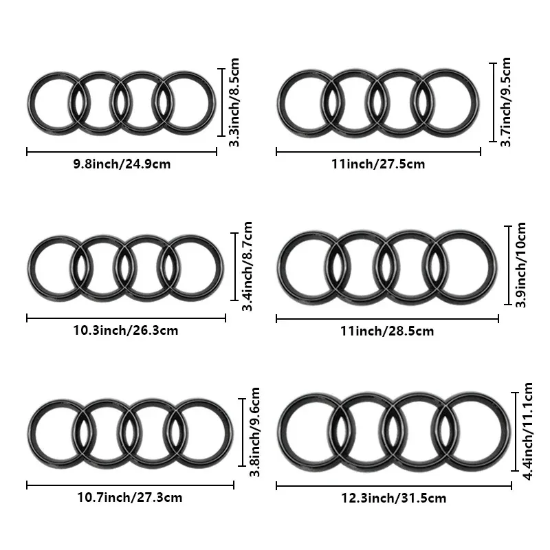 4 Rings Logo ABS Chrome Black Car Front Hood Emblem Bonnet Badge Rear Trunk Badge For Audi A3 A4 A5 A6 A7 A1 Q2 Q3 Q5 Q7 Q8 TT thumbnail 3