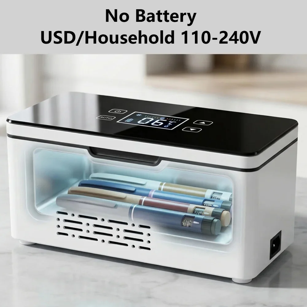 110V-240V Portable Insulin Refrigerator 8-32 Hour Long Standby USB Plug Small Refrigerator No Battery Low Noise Silent