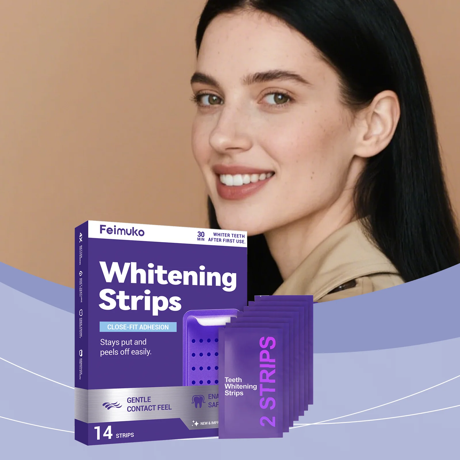 Purple Teeth Whitening Strips Brighteni Tooth Improve Dental Yellowing Bright Smile Cleaning Oral Hygiene Teeth Bleaching Strip thumbnail 3
