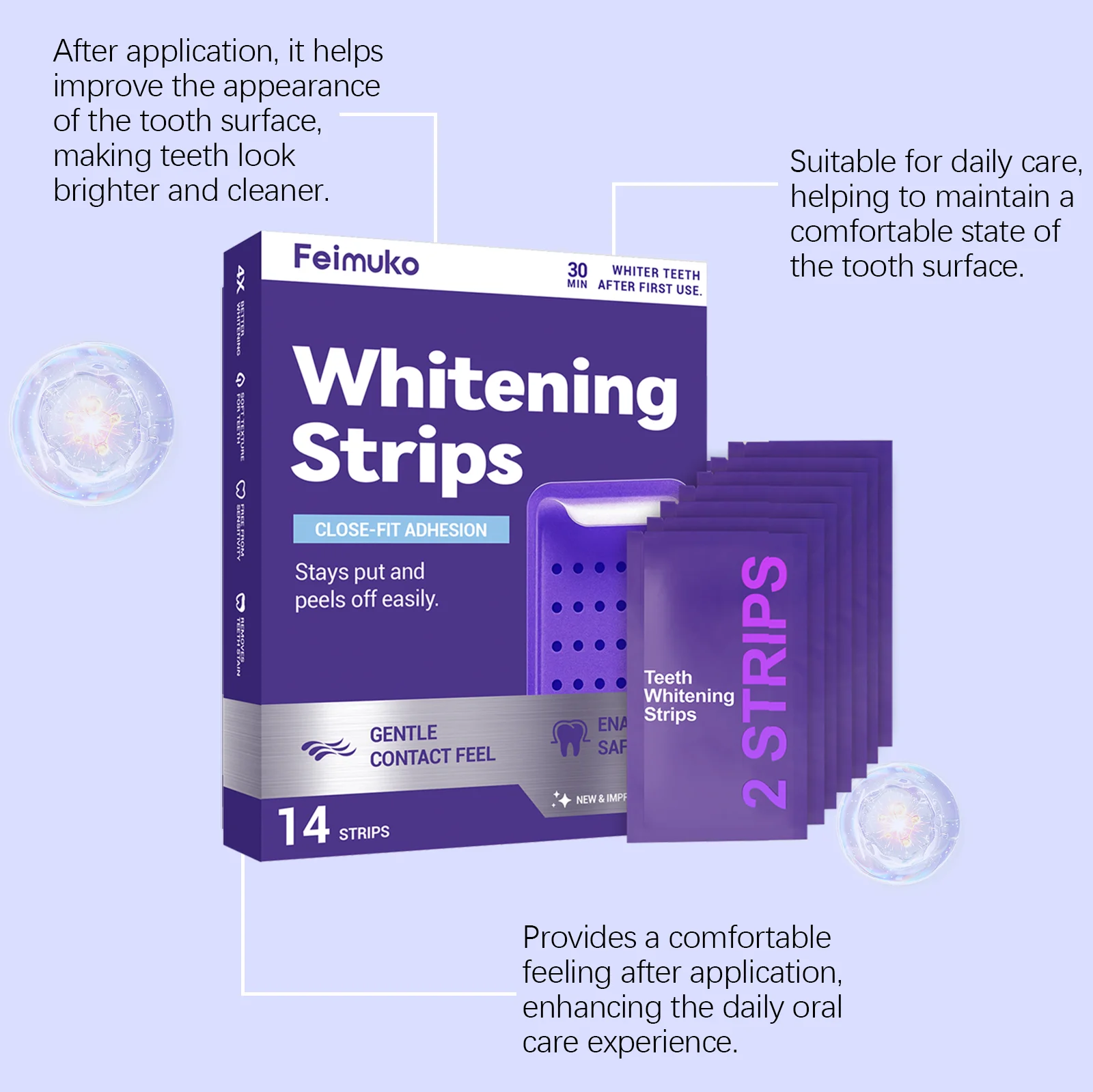 Purple Teeth Whitening Strips Brighteni Tooth Improve Dental Yellowing Bright Smile Cleaning Oral Hygiene Teeth Bleaching Strip thumbnail 6