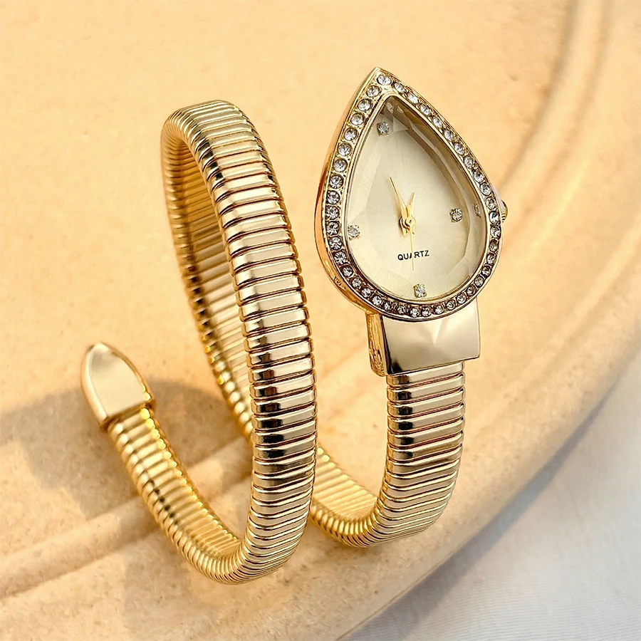 Elegant Ladies' Water - Drop Headed Watch with Snake - shaped Band thumbnail 2