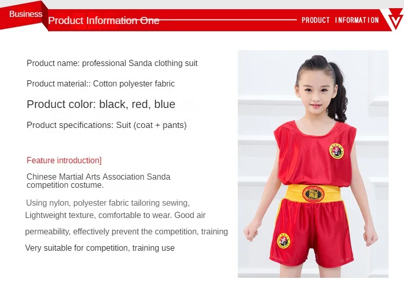New Major Sanda clothing combat boxing children's martial arts performance training clothing Martial suit Lightweight breathable thumbnail 6