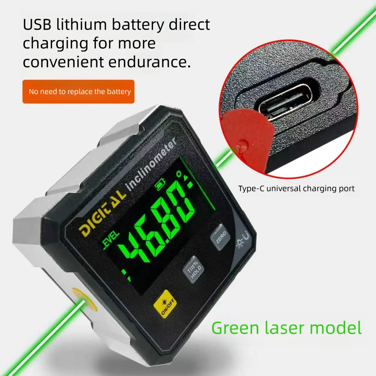 Magnetic Laser Inclinometer Dual Green Laser Digital Electronic Level Digital Angle Measuring Instrument Protractor for Woodwork thumbnail 6