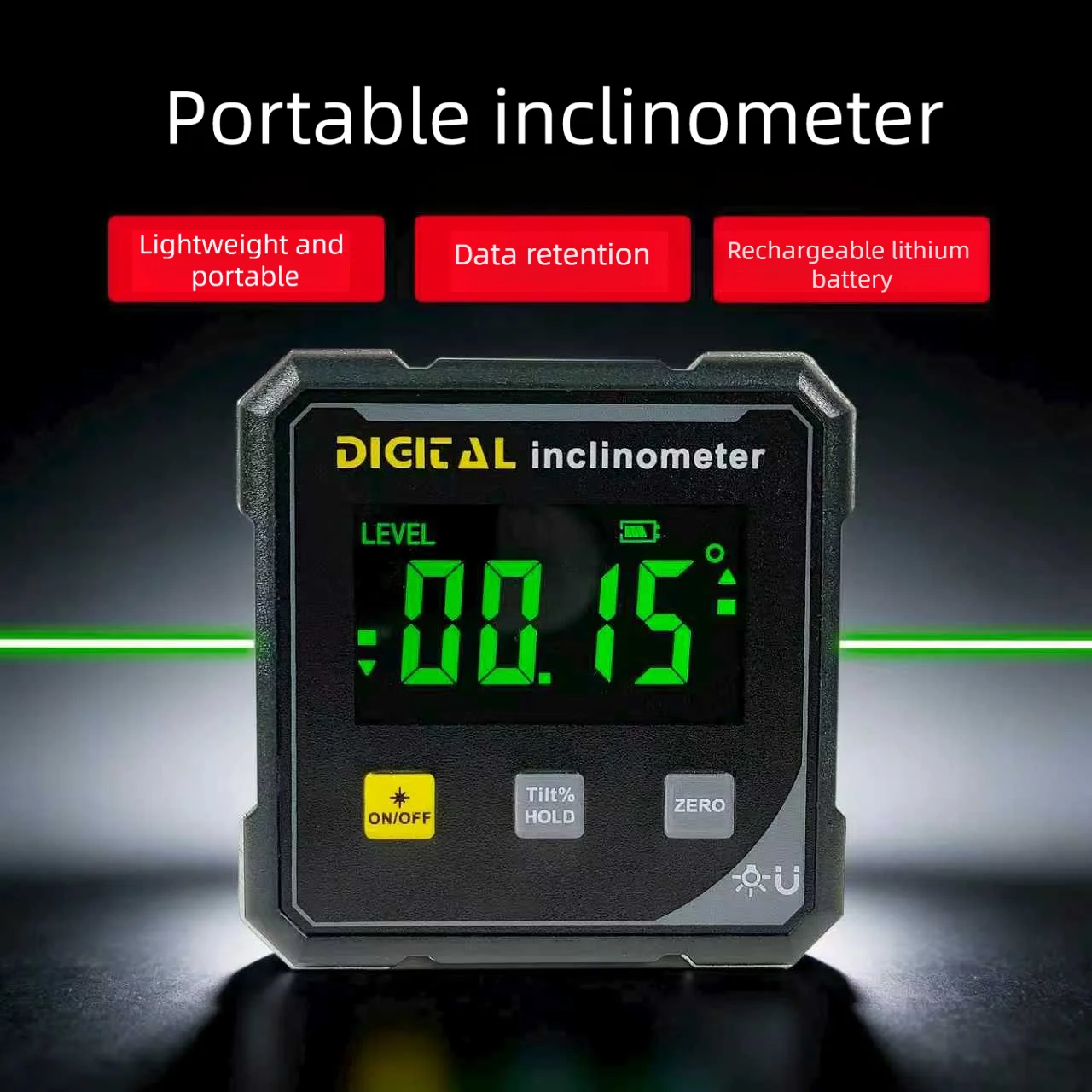 Magnetic Laser Inclinometer Dual Green Laser Digital Electronic Level Digital Angle Measuring Instrument Protractor for Woodwork thumbnail 3