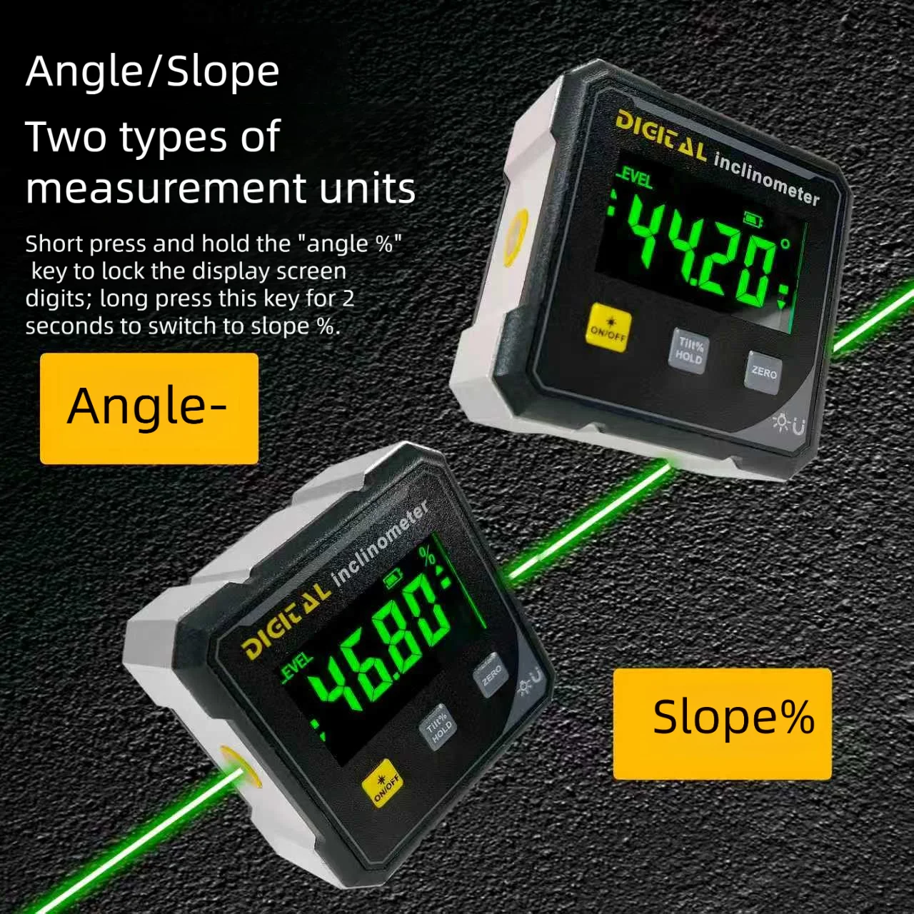 Magnetic Laser Inclinometer Dual Green Laser Digital Electronic Level Digital Angle Measuring Instrument Protractor for Woodwork thumbnail 5